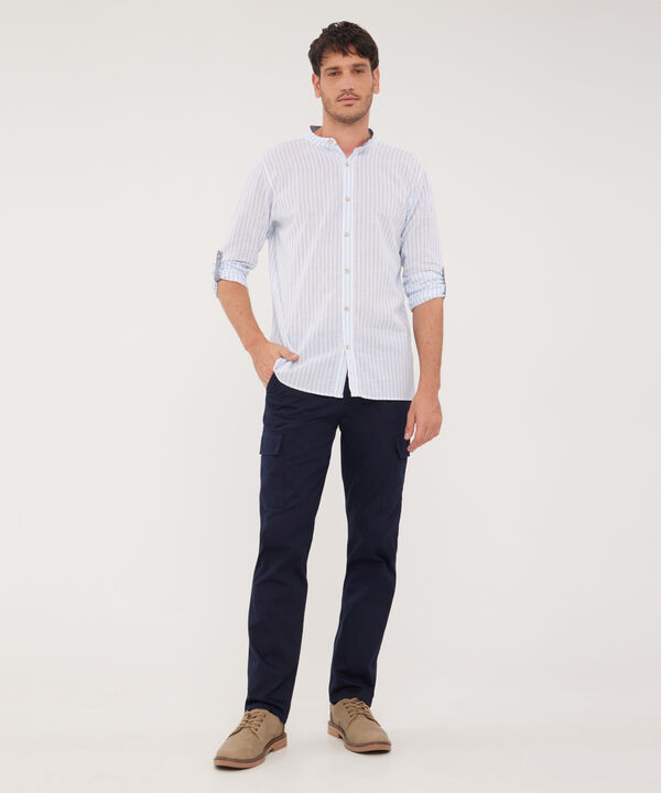 Camisa Manga Larga Cuello Mao