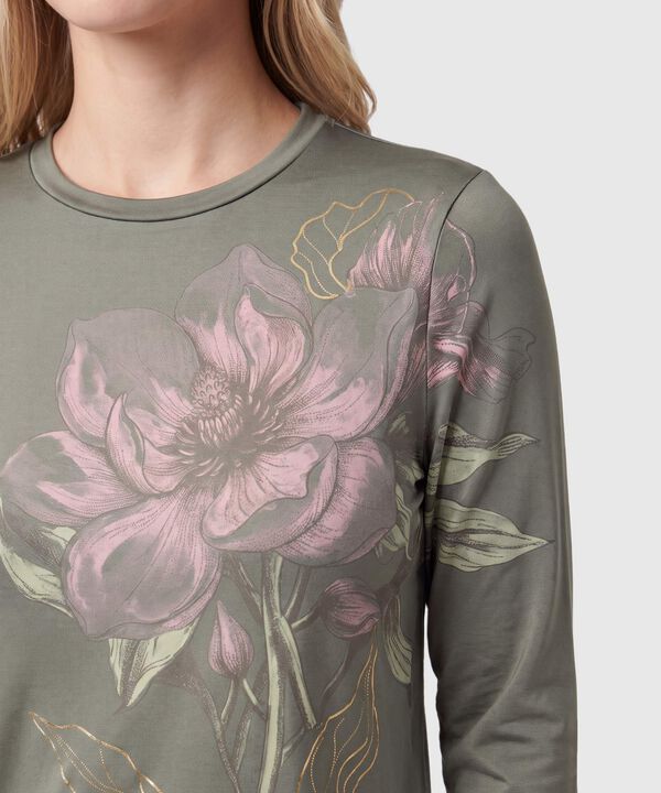 Camiseta Manga Larga Estampada Para Mujer