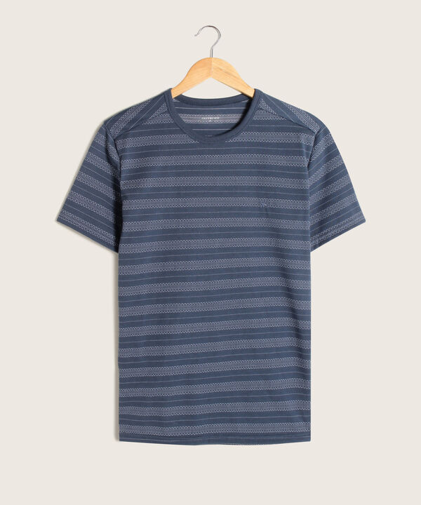 Camiseta Preteñida Textura, Manga Corta Con Cuello Redondo, Traveling Wave Línea Moda