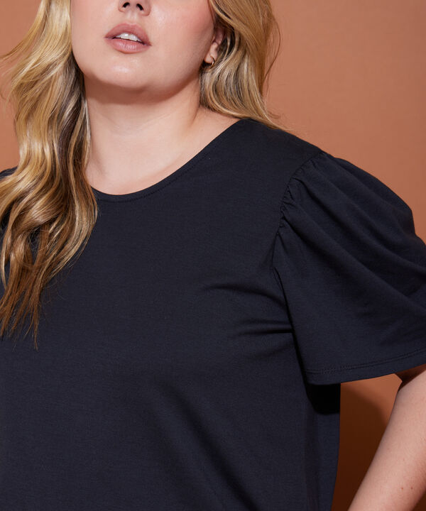 Camiseta Manga Abullonada Para Mujer Curvy
