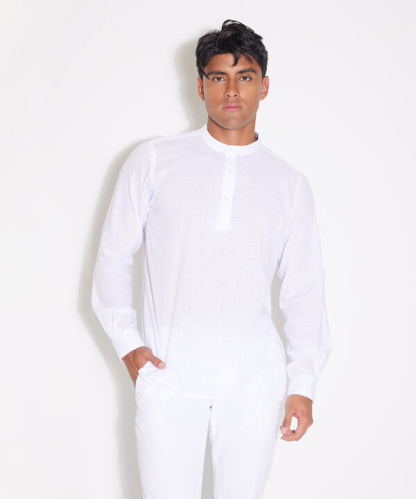 Camisa  Manga Larga Cuello Mao