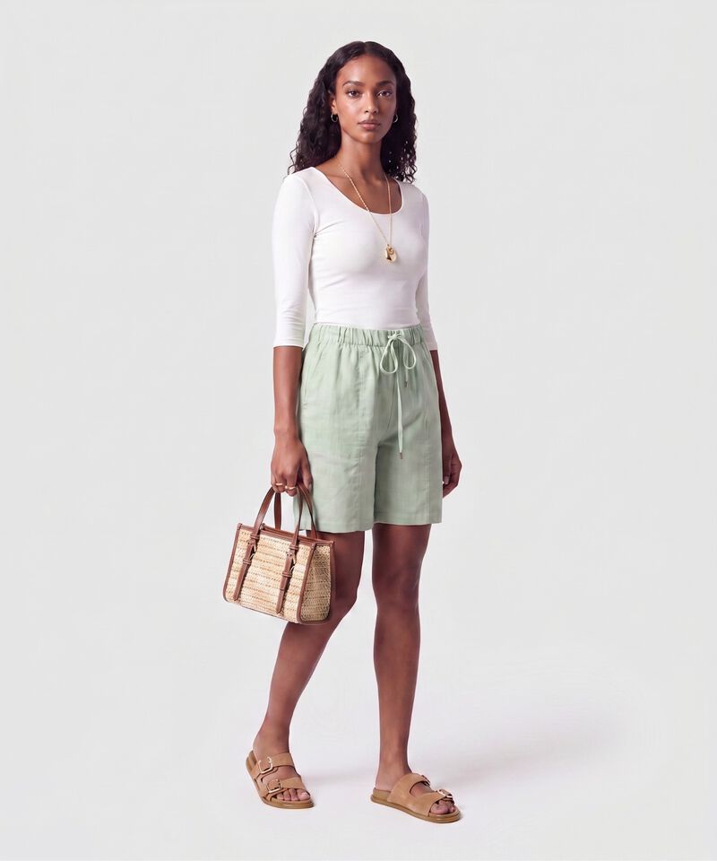 Bermuda Cintura El&aacute;stica Cord&oacute;n Mujer