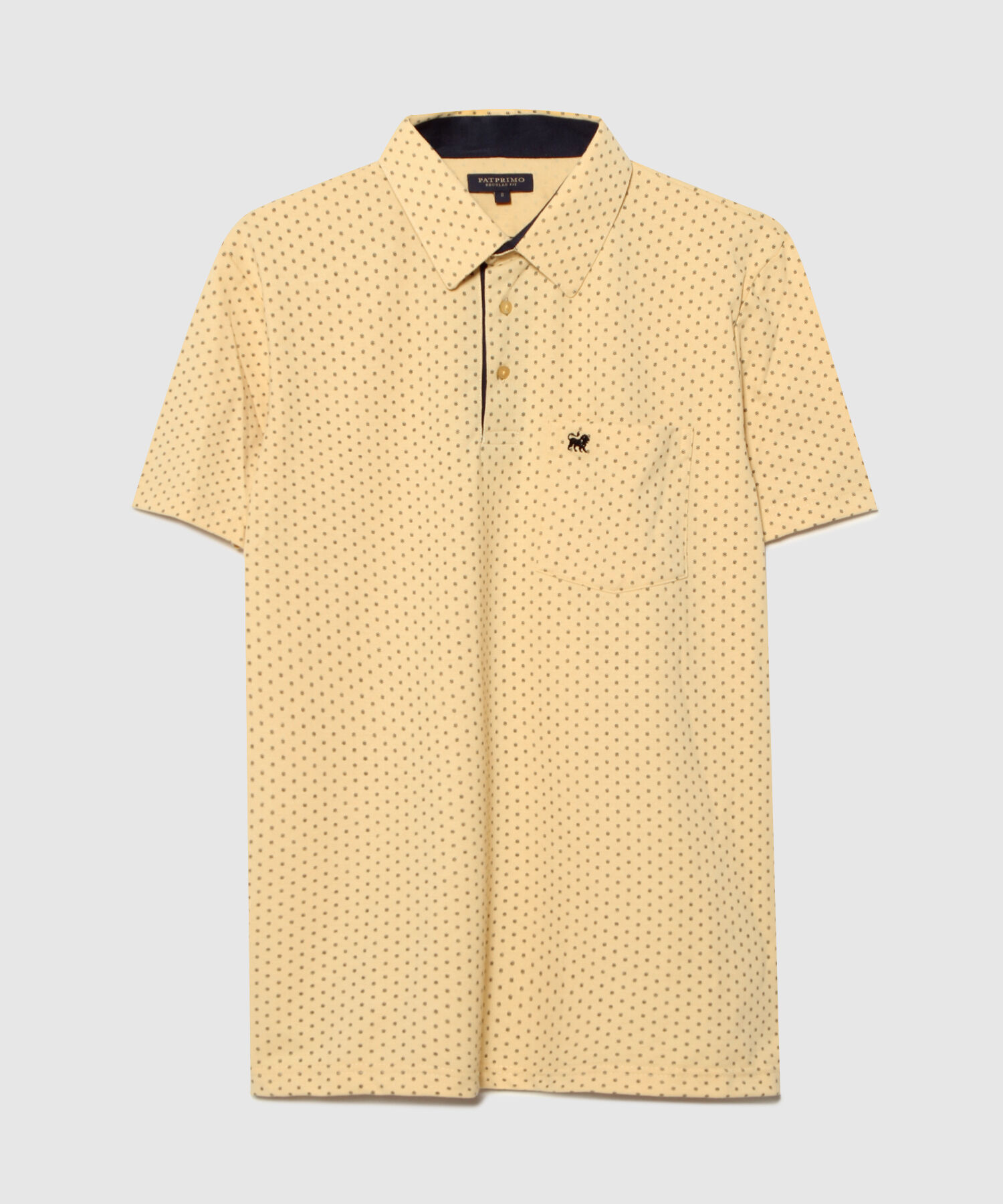 Polo Estampada Cuello Duro, Con Bolsillo