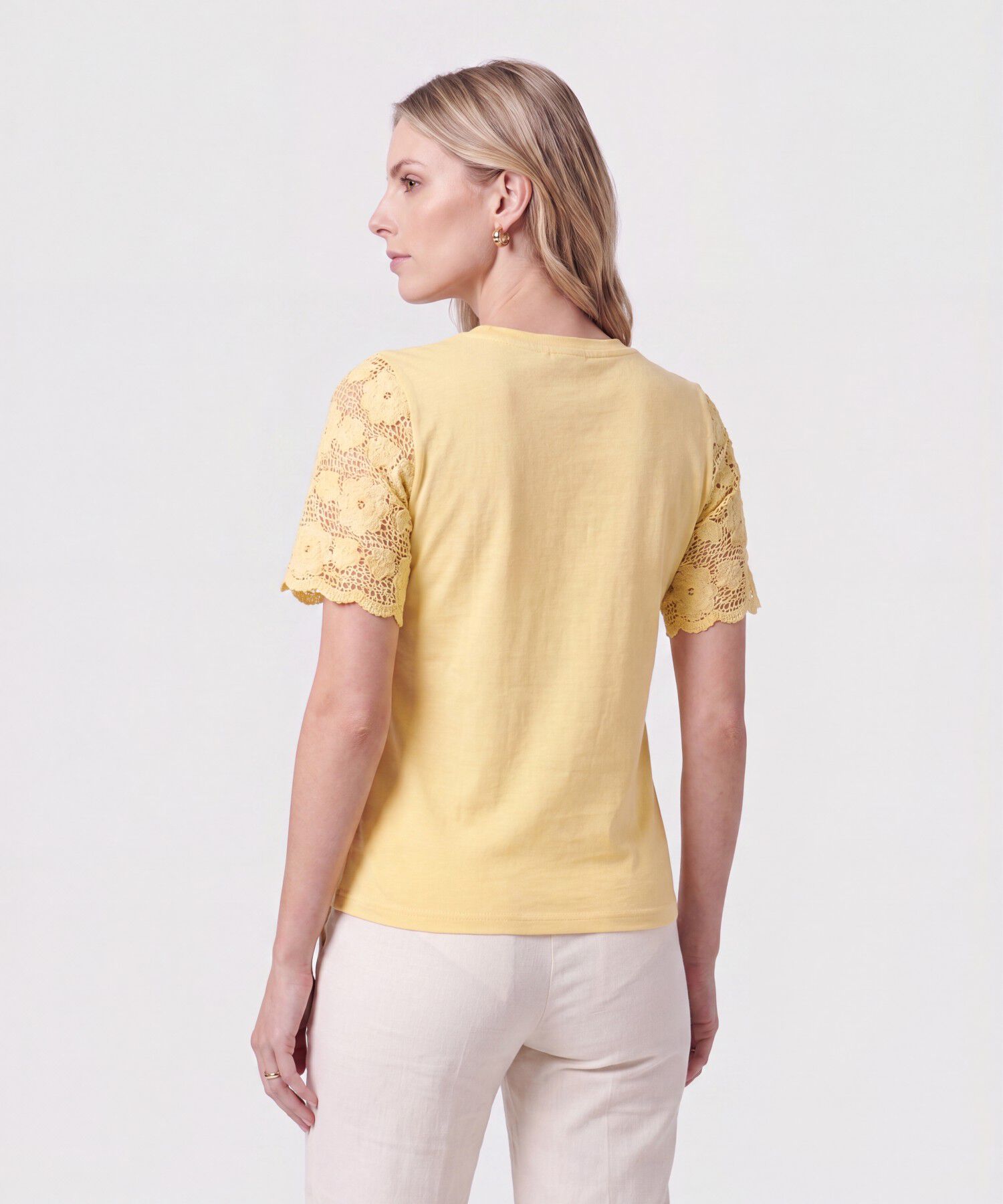 Camiseta Con Mangas De Encaje Para Mujer