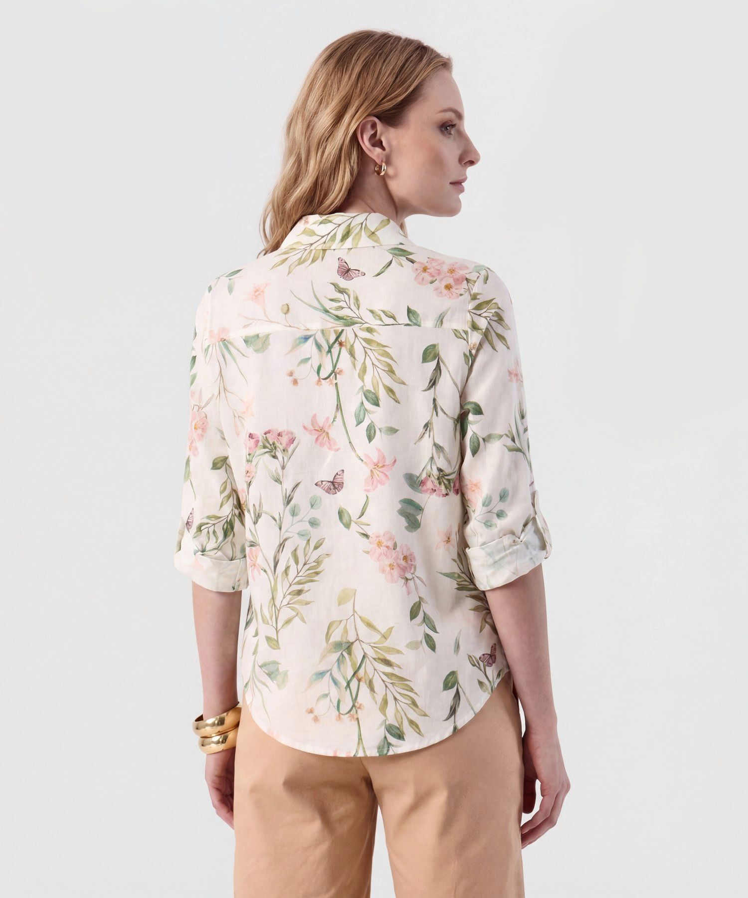 Camisa Manga Larga Con Charretera Para Mujer