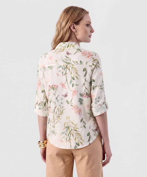 Camisa Manga Larga Con Charretera Para Mujer