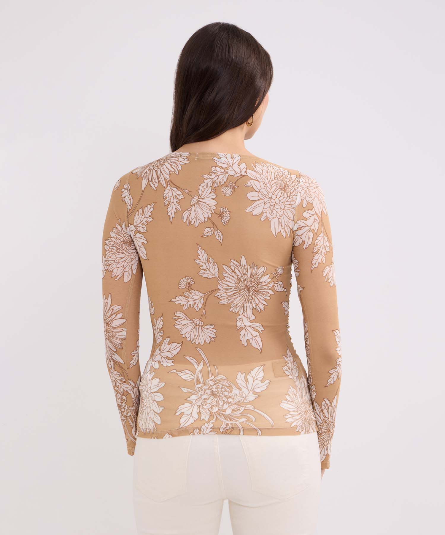 Camiseta Manga 3/4 Estampada, Cuello Redondo