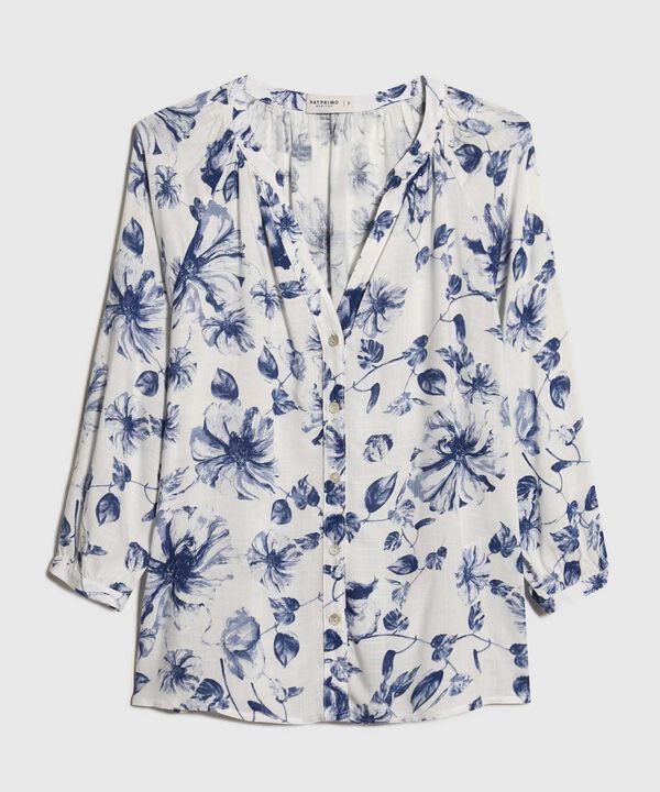 Blusa Estampada Cuello Mao