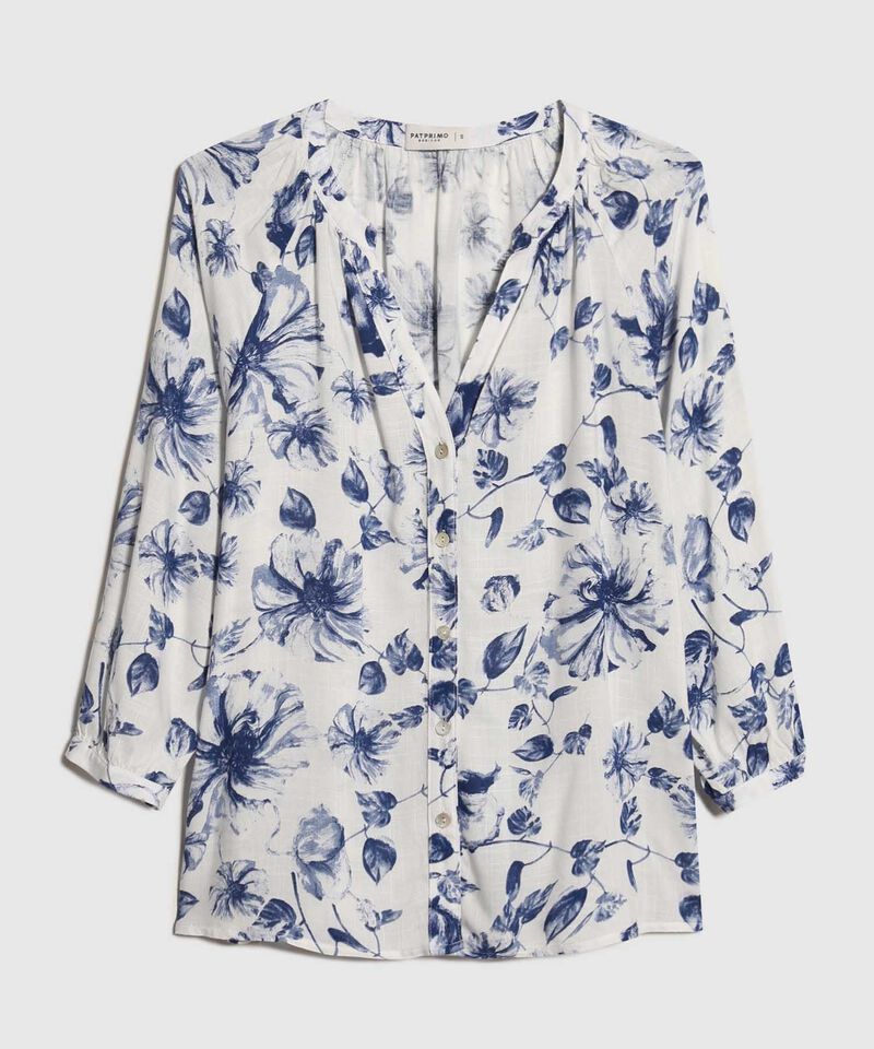 Blusa Estampada Cuello Mao