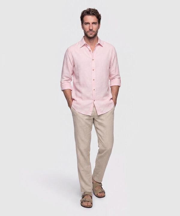 Camisa Unicolor Manga Larga para Hombre