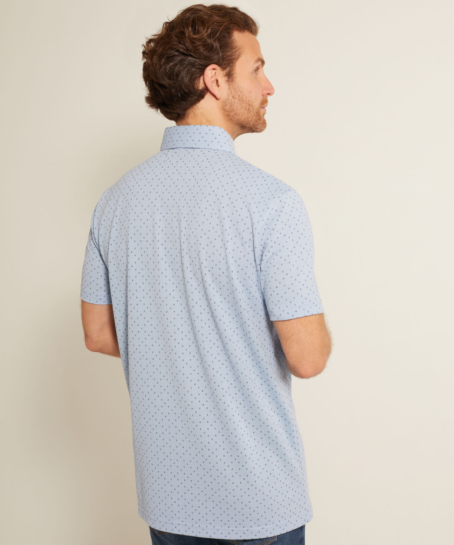 Polo Estampada Cuello Duro , Con Bolsillo