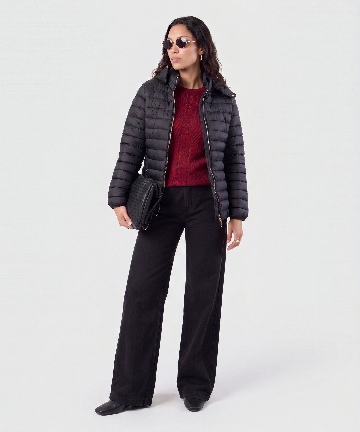Chaqueta Acolchada Con Capota Para Mujer