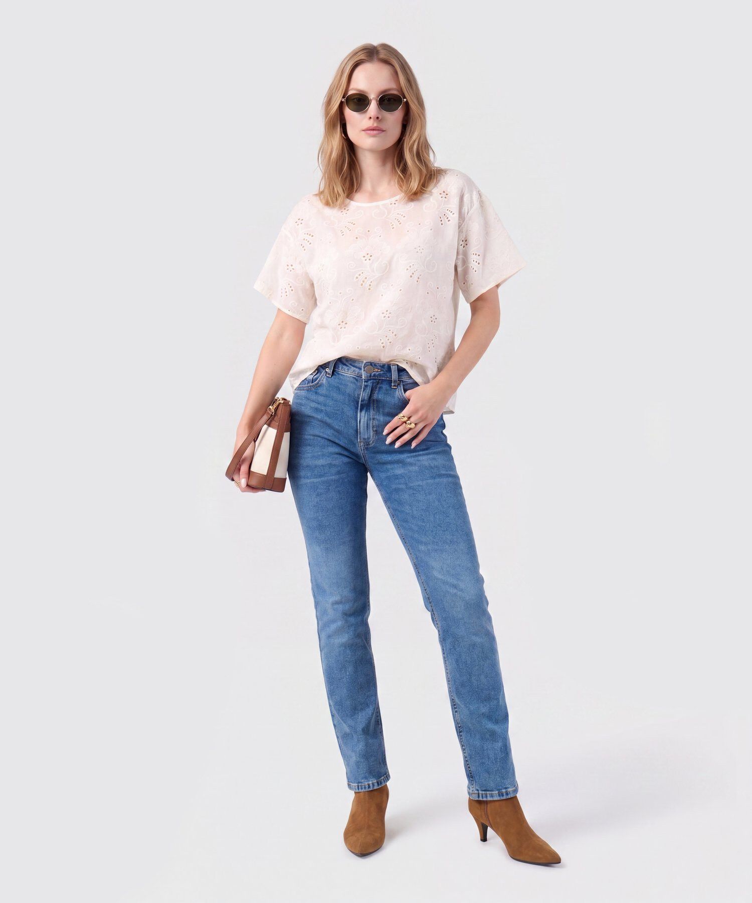Blusa Ojalillo Manga Corta Mujer