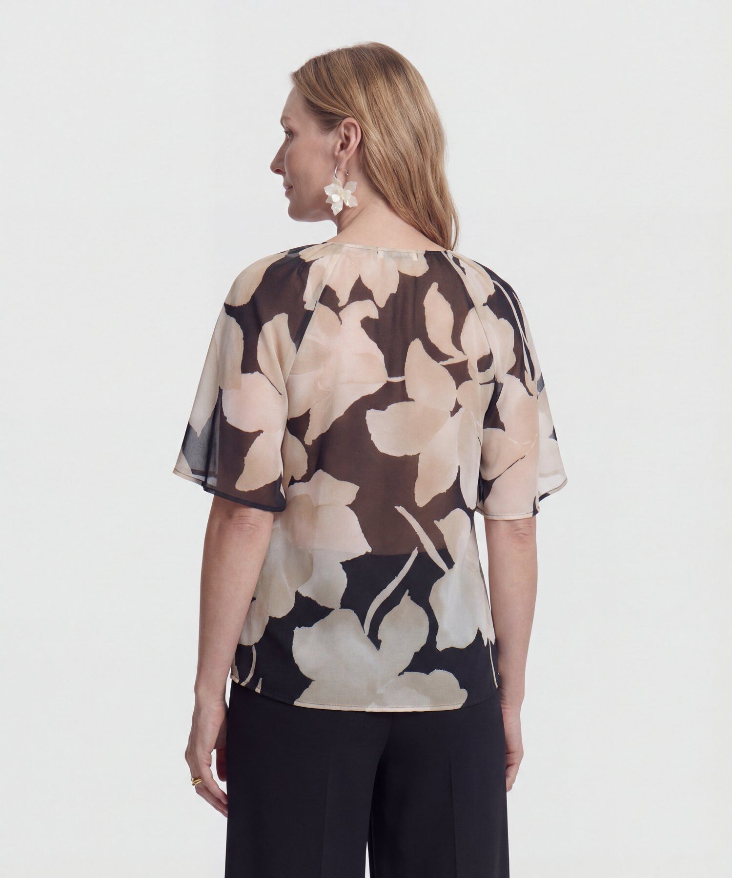 Blusa de Manga Campana y Escote en V para Mujer