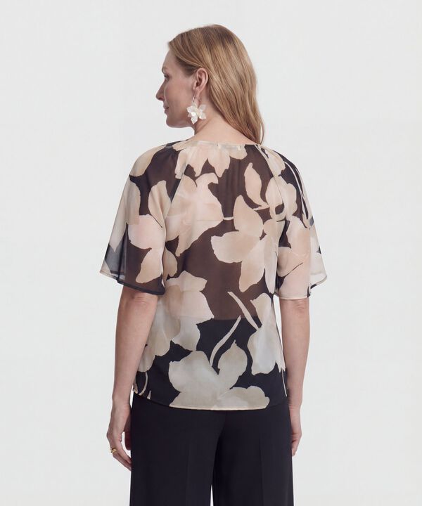 Blusa de Manga Campana y Escote en V para Mujer