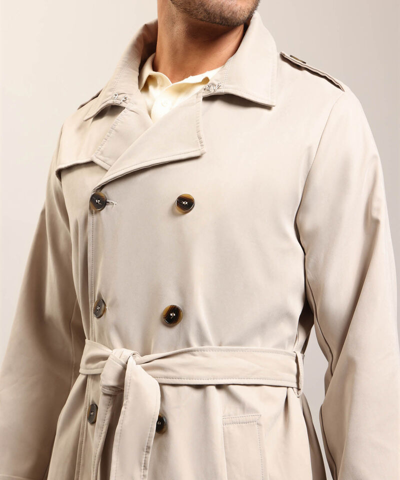 Chaqueta Trench Unicolor Con Cinturon 