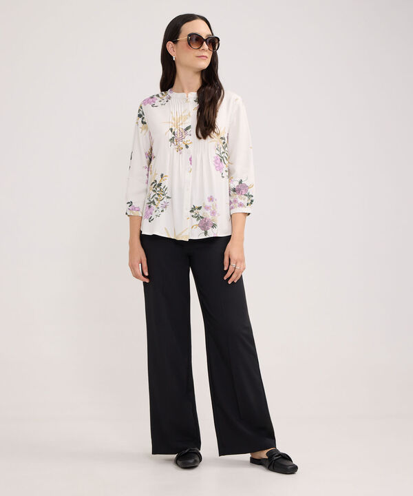 Blusa Con Alforzas Estampada Manga 3/4