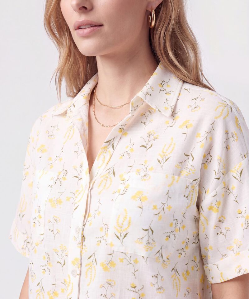 Camisa Manga Corta Con Doblez Para Mujer