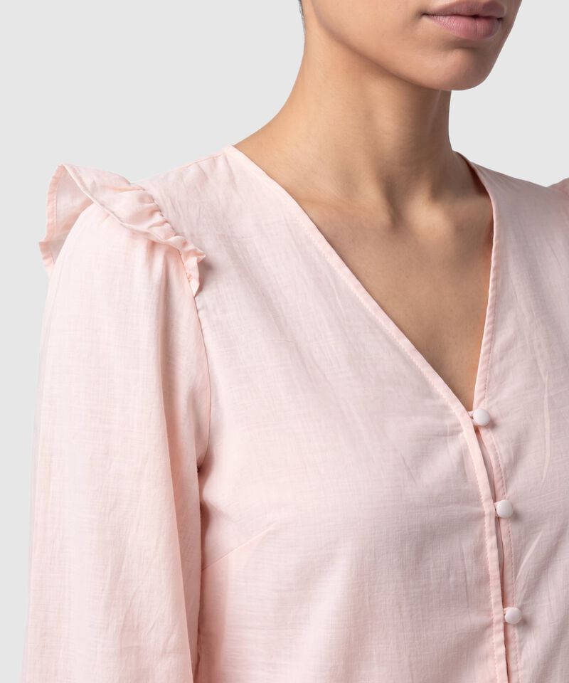 Blusa Manga Larga Con Botones Para Mujer