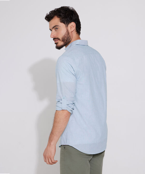 Camisa Manga Larga Textura Cuello Camisero