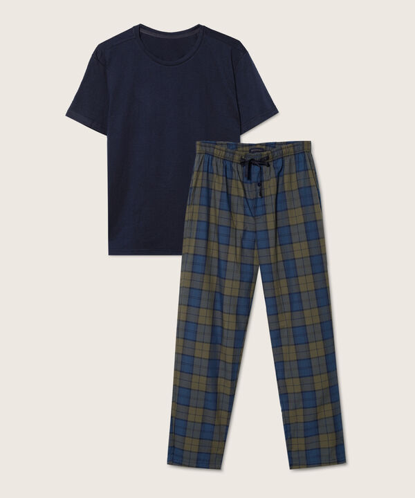 Pijama Set Pijama Camiseta Unicolor Manga Corta Con Pantalón Preteñido