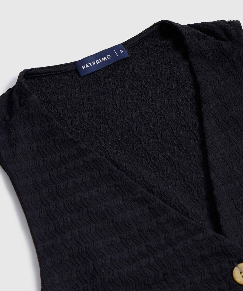 Chaleco Texturizado con Botones de Contraste para Mujer