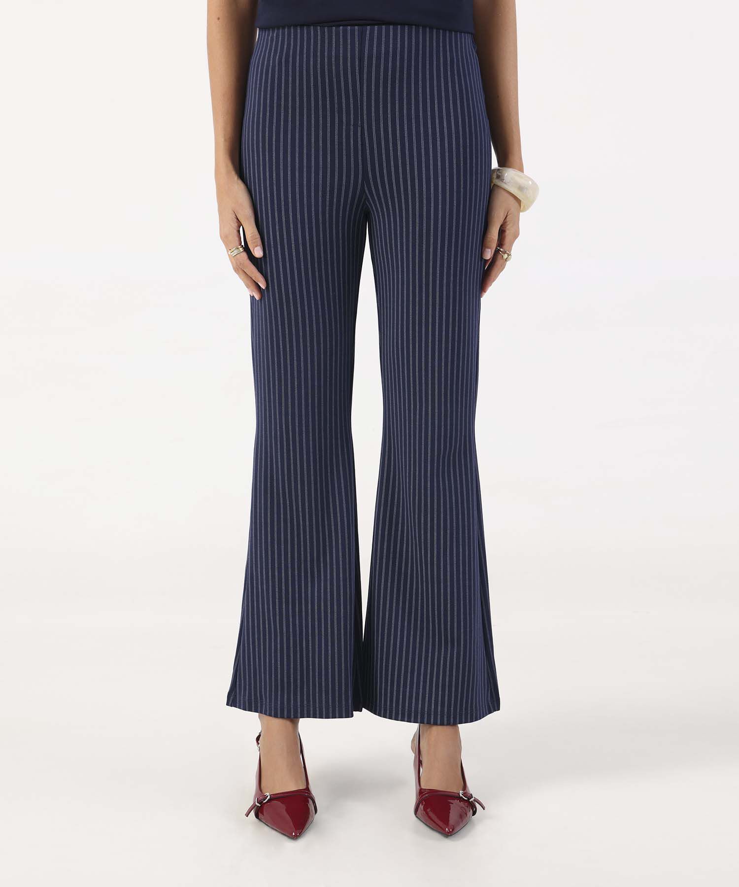 Leggings Para Mujer Campana Rayas Talle Alto