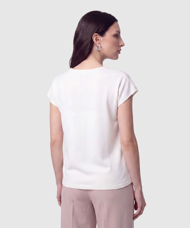 Camiseta de Punto Manga Corta Para Mujer