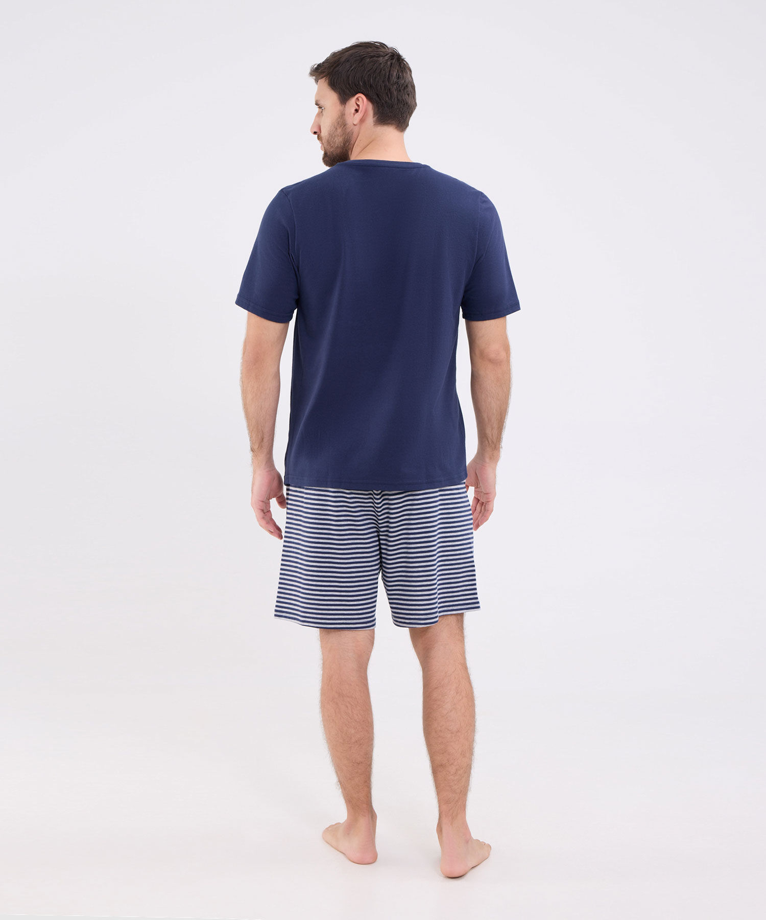 Conjinto de Pijama camiseta manga corta y pantaloneta preteñida para hombre
