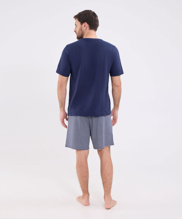Conjinto de Pijama camiseta manga corta y pantaloneta preteñida para hombre