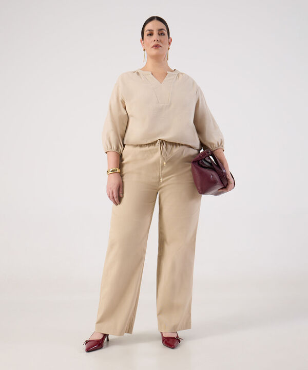 Blusa Unicolor Manga 3/4 Para Mujer Curvy image number null