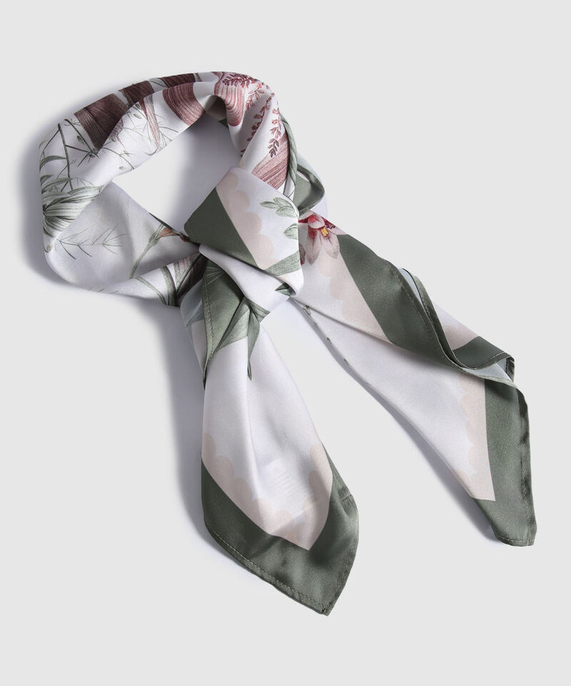 Bufanda Pañoleta De 70X70 Cm Motivo Floral Verde