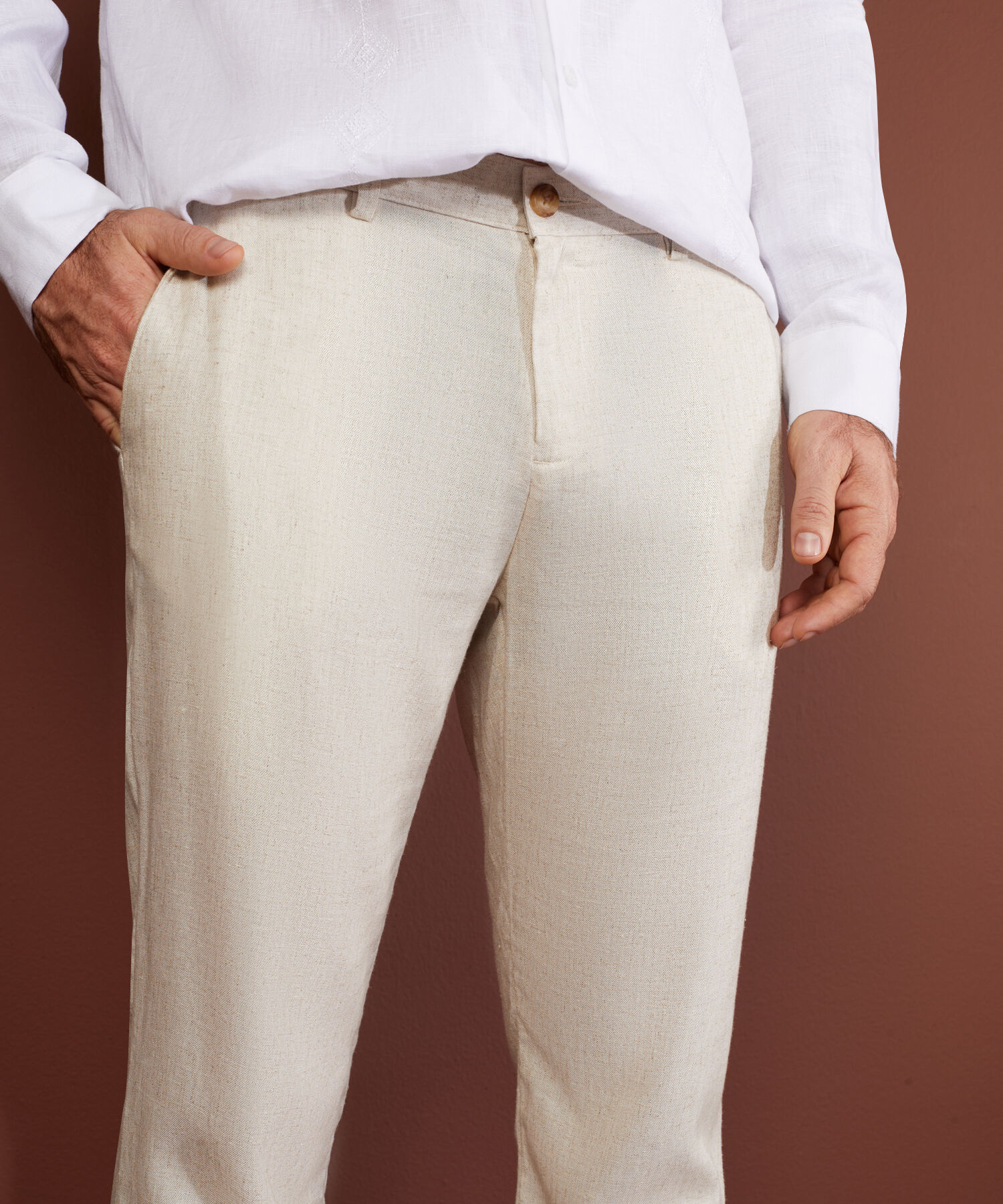 Pantalon Chino Algodon Lino