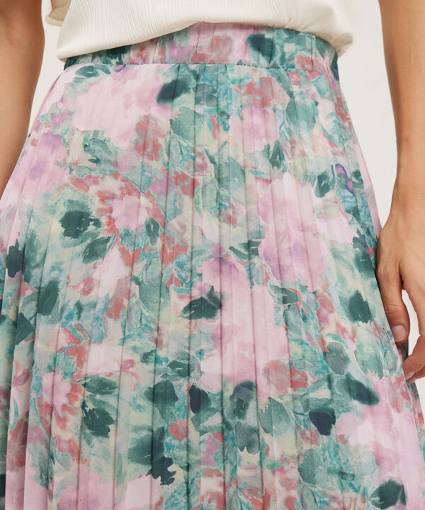 Falda Midi Estampada Con Plisado image number null