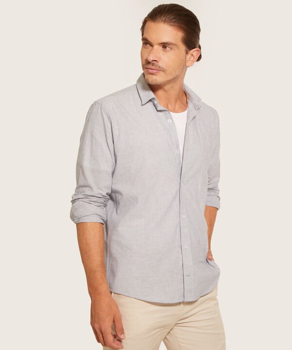 Camisa Manga Larga Textura Cuello Camisero