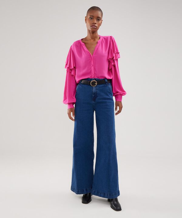 Blusa Unicolor Con Golas En Mangas image number null