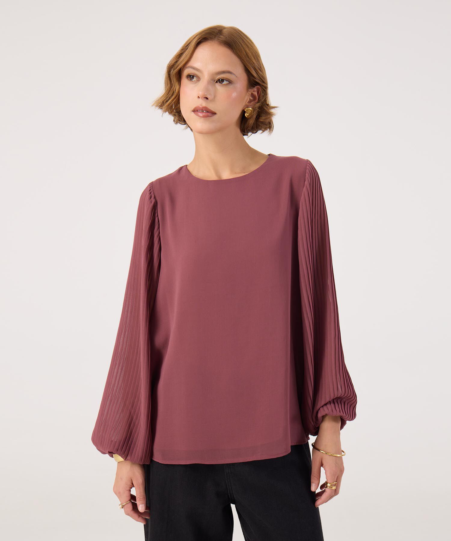 Blusa manga larga con textura 