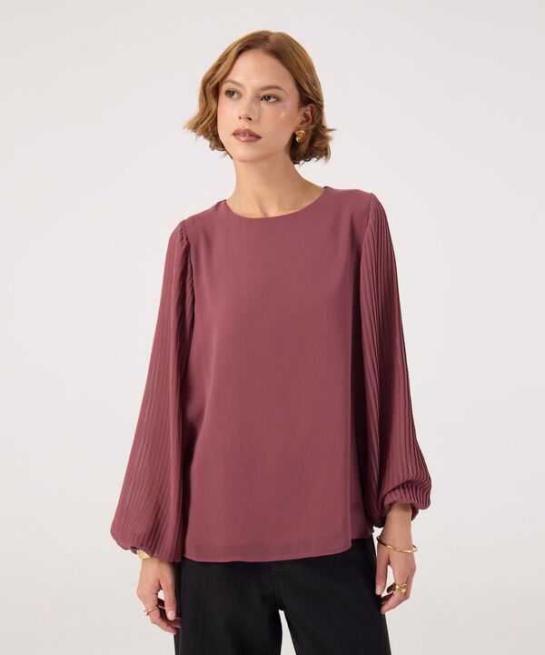 Blusa manga larga con textura  image number null