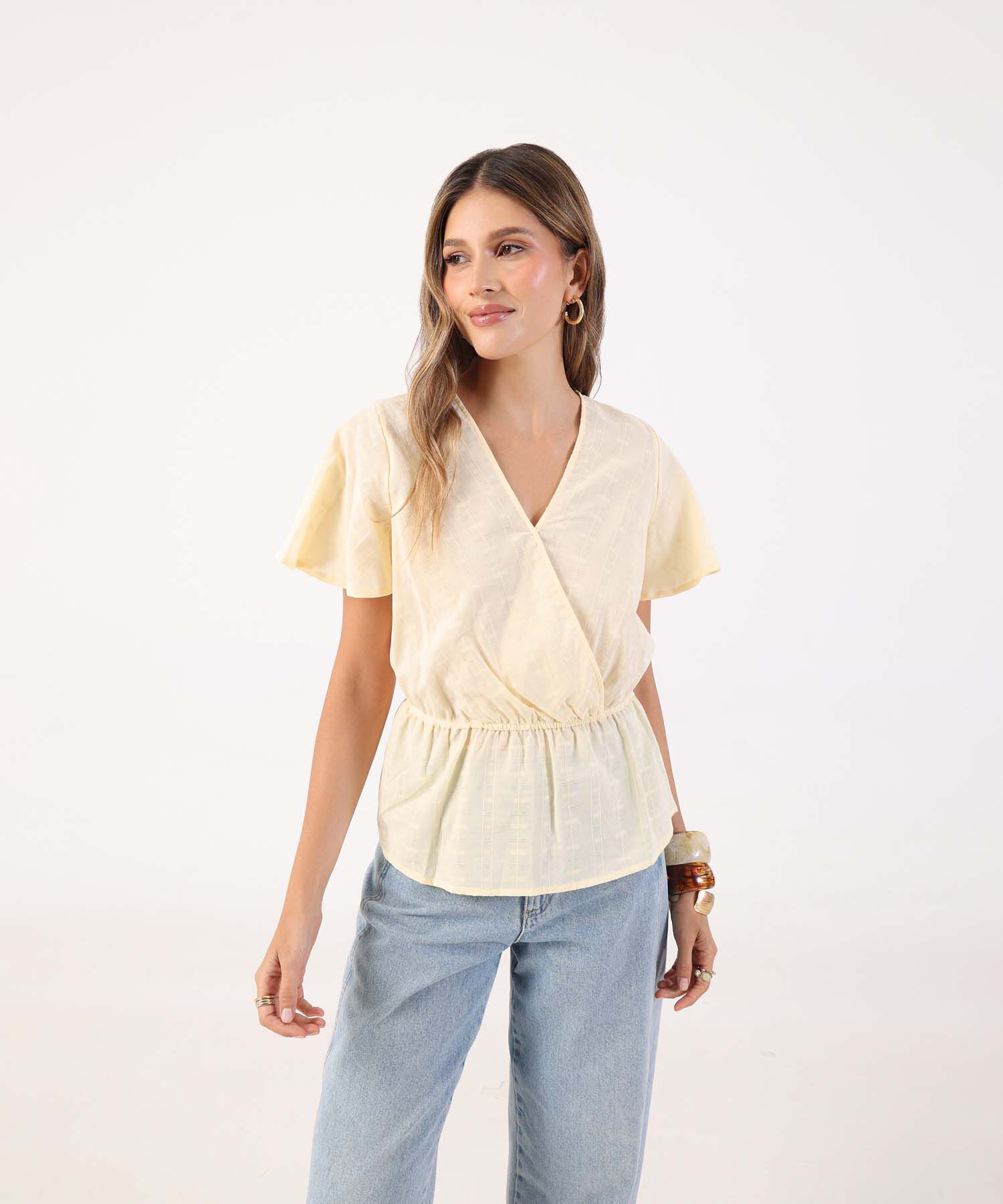 Blusa Unicolor Con Textura