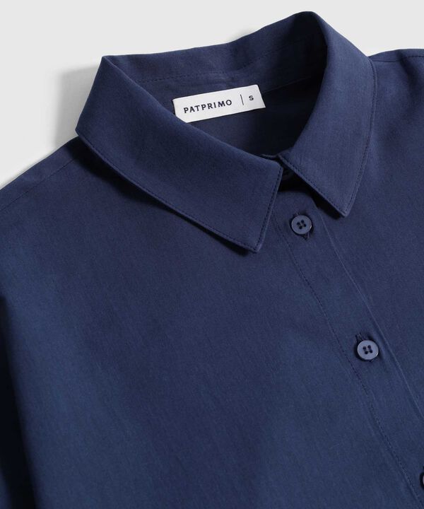 Camisa De Manga Corta Ajustable Para Mujer