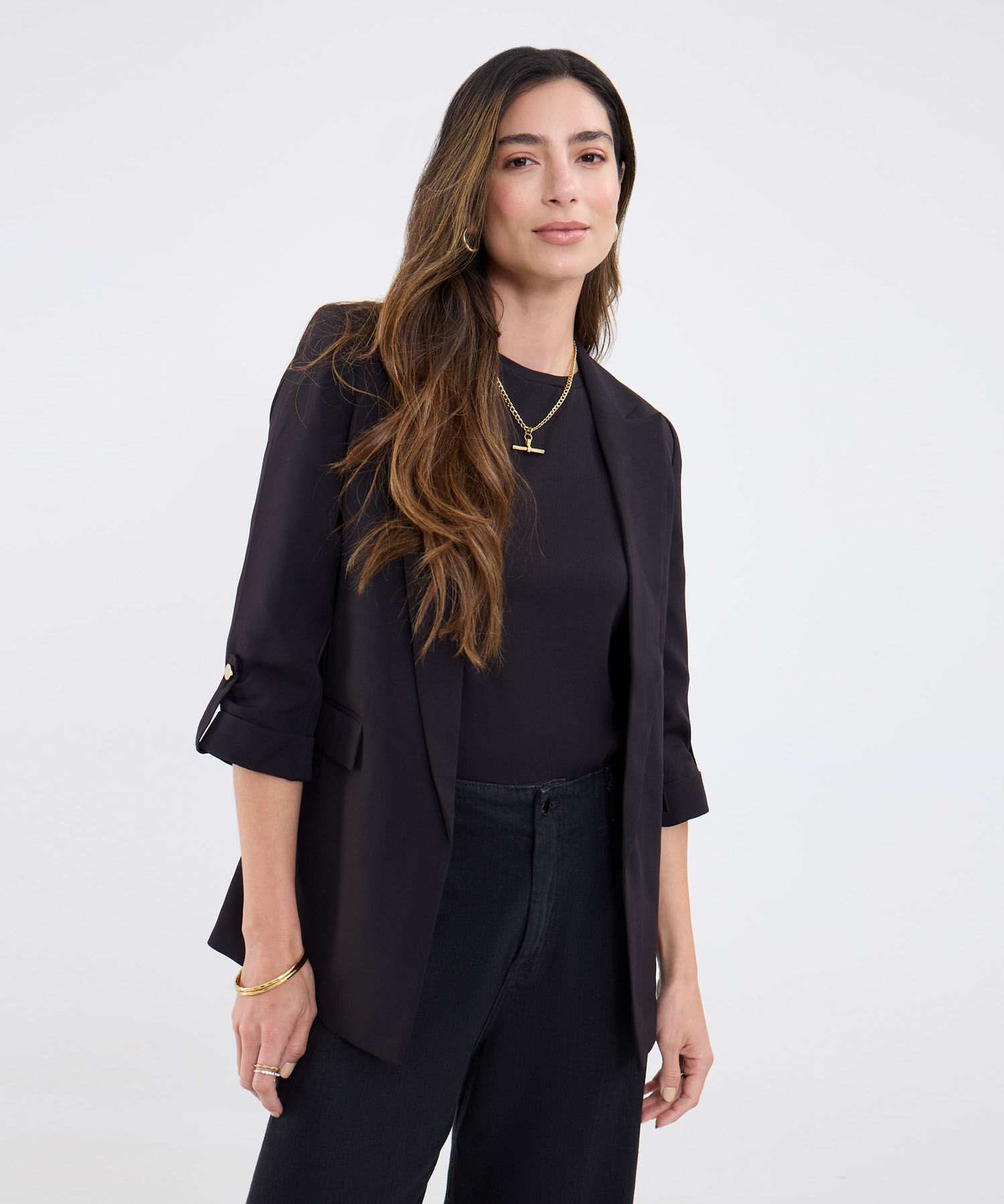 Blazer Unicolor Con Solapa