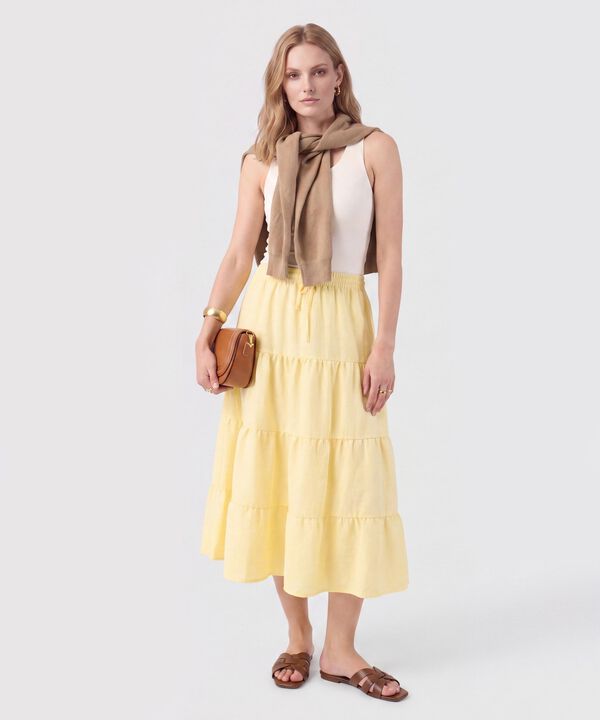 Falda Midi Con Boleros Y Ajuste De Lazo Mujer