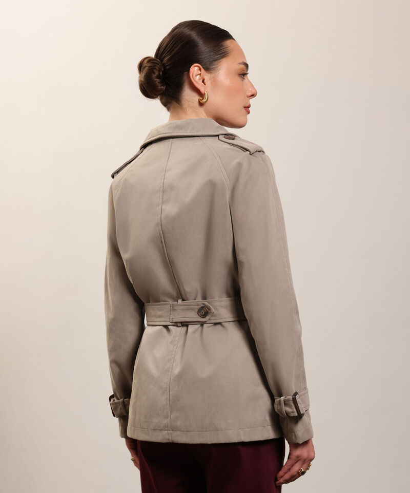 Chaqueta Trench Unicolor Con Cinturon 