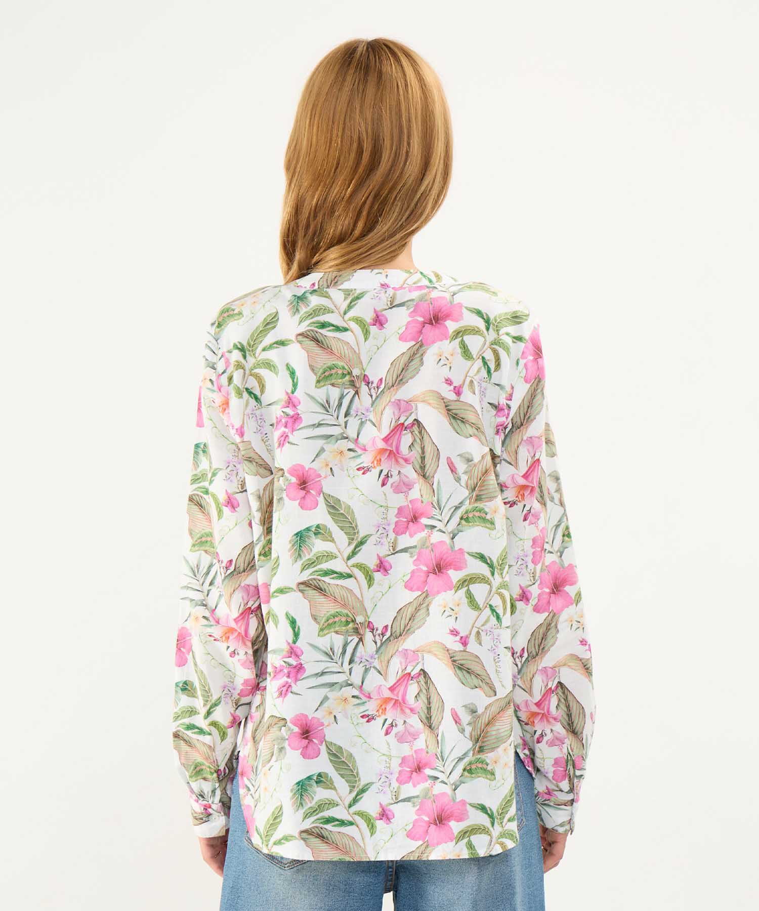 Blusa Estampada en Efecto Lino