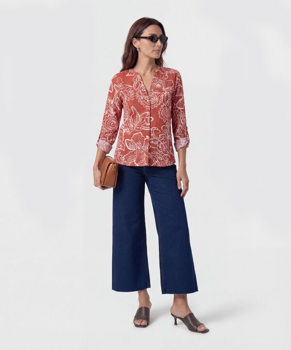 Blusa Fluida Cuello V Para Mujer