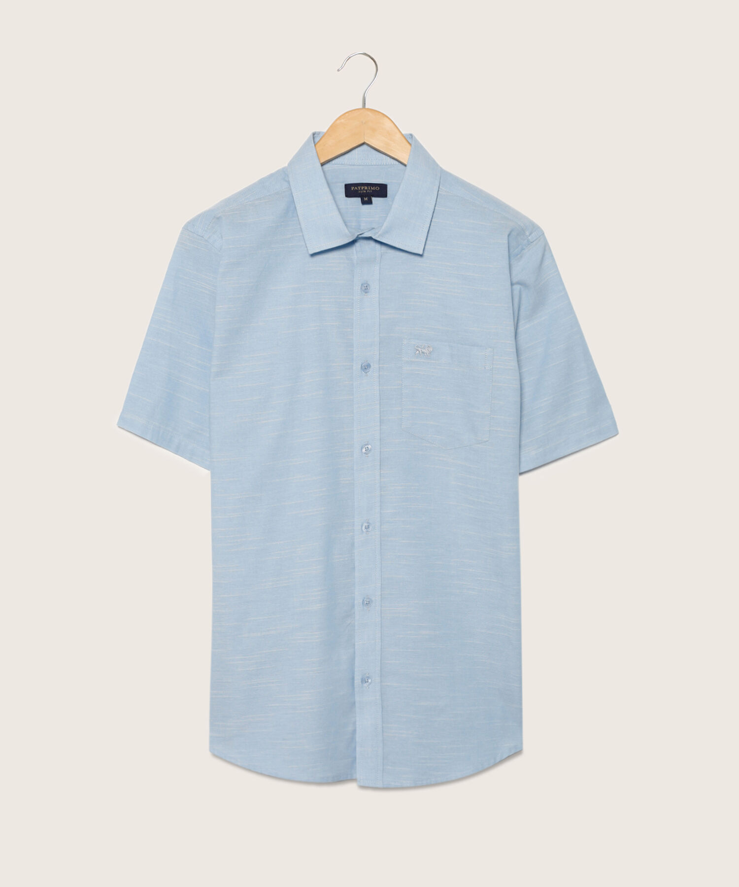 Camisa Unicolor Manga Corta Con Bolsillo Y Silueta Slim Fit