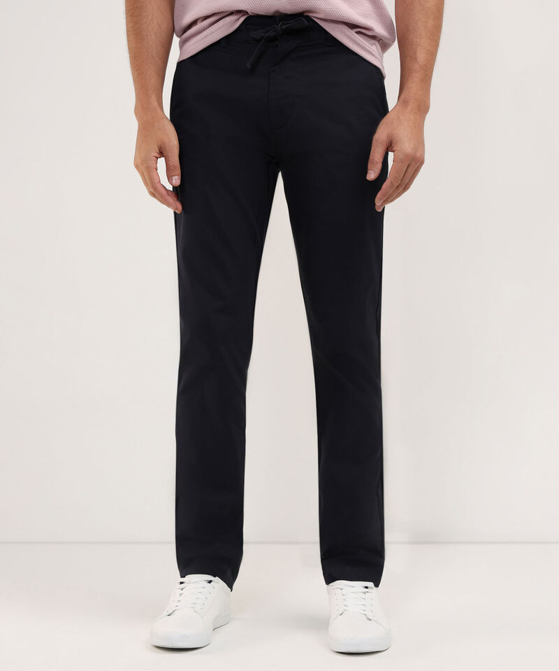 Pantalon Chino Unicolor Con Cordón
