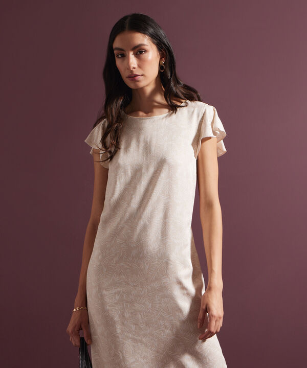 Vestido Estampado Manga Corta Con Vuelo