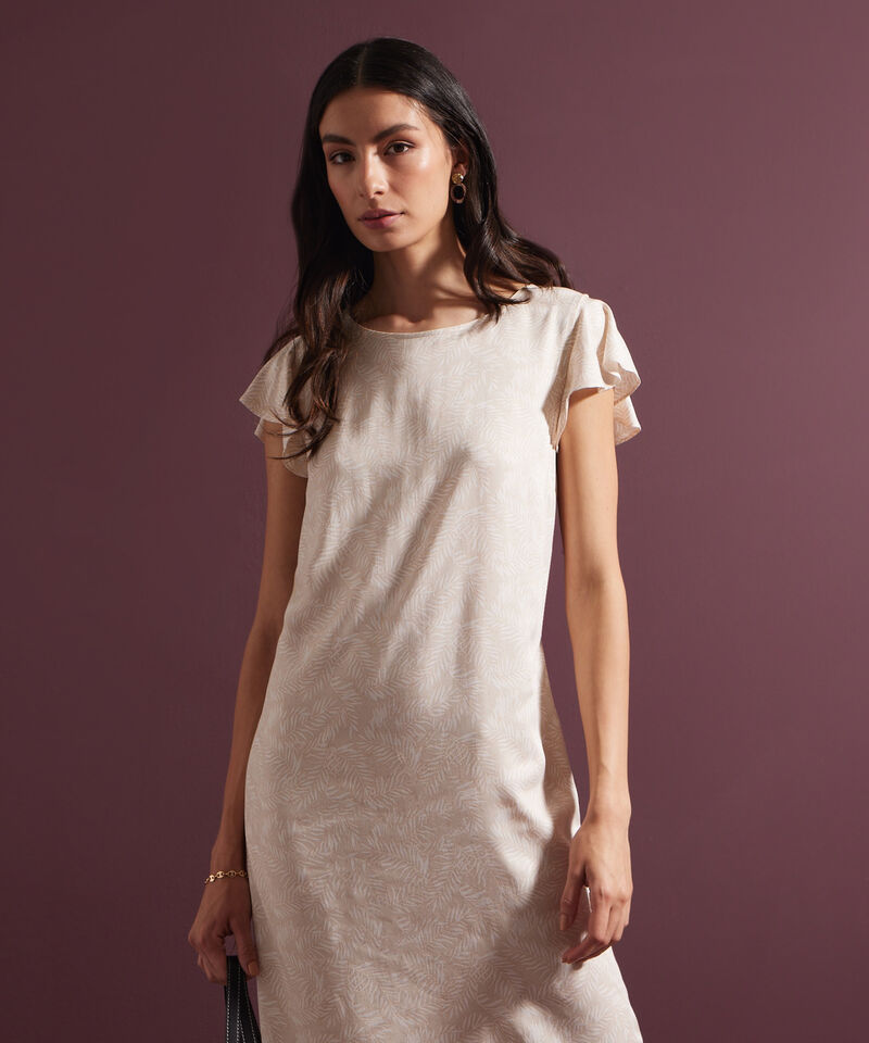 Vestido Estampado Manga Corta Con Vuelo