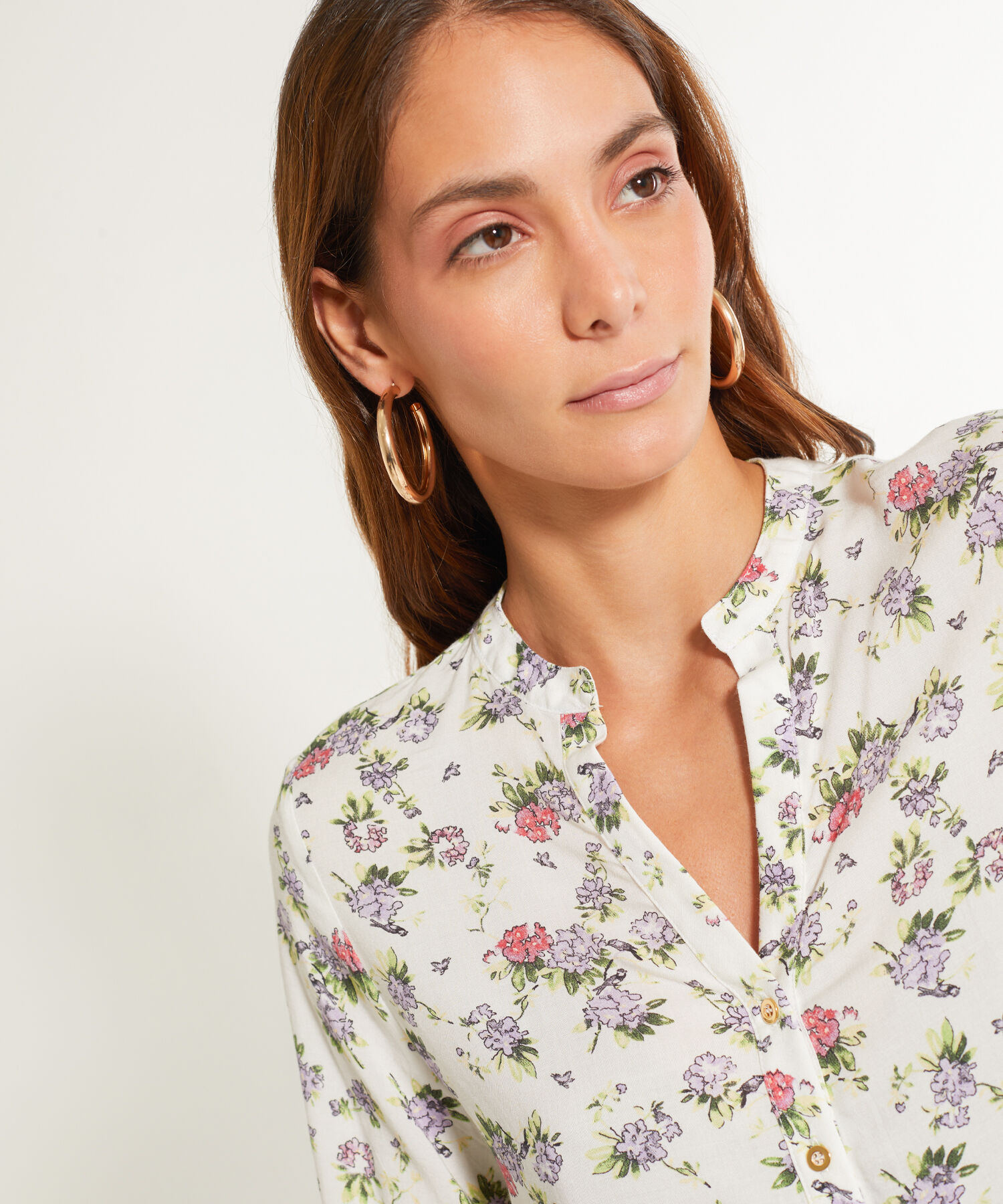 Blusa Cuello Mao Estampada